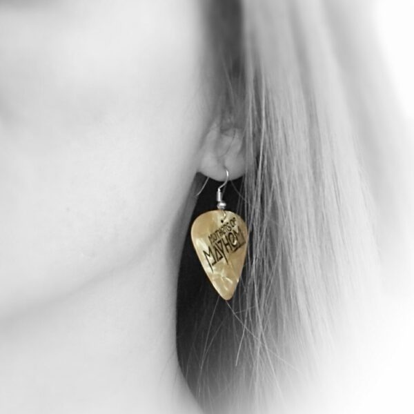 Gold Guitar Pick Dangle Earring (pair) Scale